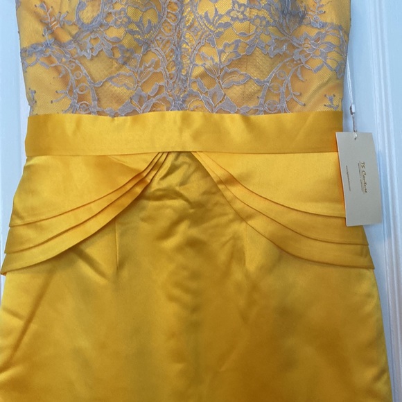 NEW formal yellow dress with lace bodice at top - Picture 3 of 6